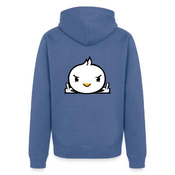 Oiseau mauvais majeur montrant mauvais garçon derrière la clôture - Veste à capuche bio Premium Unisexe - bleu pigeon - Dos - Nico (187cm)
