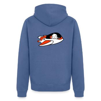 Duck Spaceship Pilot Space Science Fiction Cool - Unisex Premium Organic Zip Hoodie - stone blue - Back - Nico (187cm)