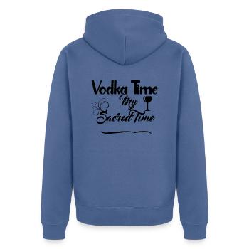 Vodka TIME Design - Boisson alcoolisée - Veste à capuche bio Premium Unisexe - bleu pigeon - Dos - Nico (187cm)