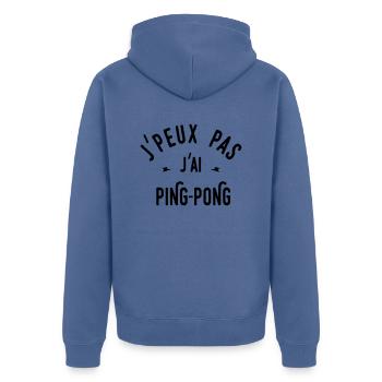 j'peux pas j'ai ping pong - Veste à capuche bio Premium Unisexe - bleu pigeon - Dos - Nico (187cm)