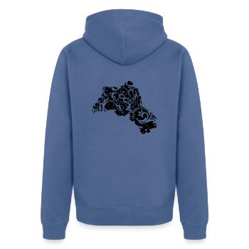 flower kurdistan - Unisex Premium Bio Zip Hoodie - Taubenblau - Hinten - Nico (187cm)