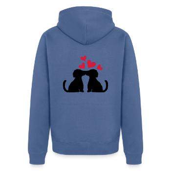 Pärchen küssende verliebte Hunde - Unisex Premium Bio Zip Hoodie - Taubenblau - Hinten - Nico (187cm)