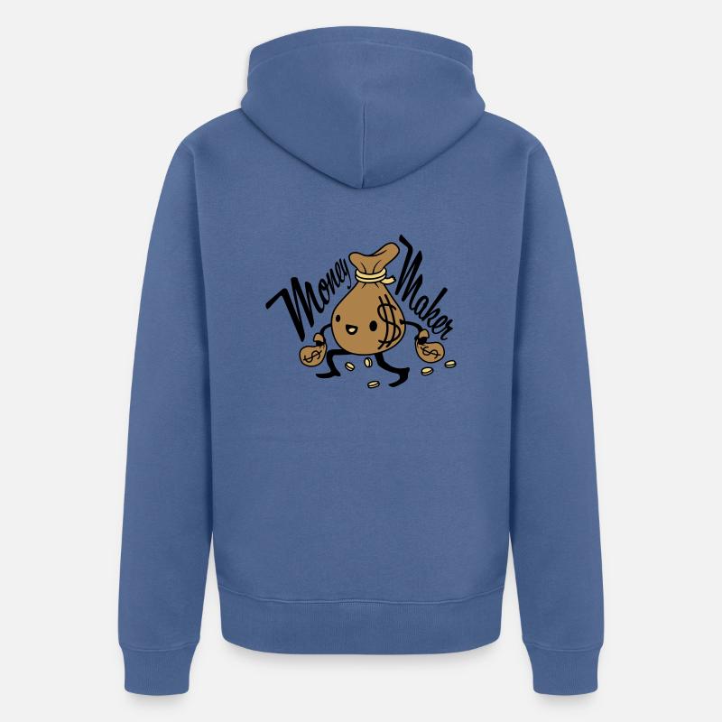 Money Maker lebendiger Geldsack - Unisex Premium Bio Zip Hoodie - Taubenblau