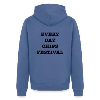 EveryDayChipFest - Unisex Premium Organic Zip Hoodie - stone blue - Back - Nico (187cm)