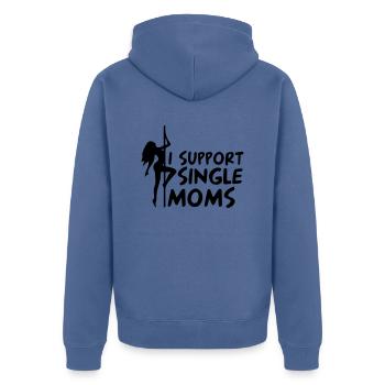 in support of single moms - Unisex Premium Organic Zip Hoodie - stone blue - Back - Nico (187cm)