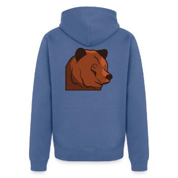Ours brun, ours, ours, tête, cadeau, idée, animal - Veste à capuche bio Premium Unisexe - bleu pigeon - Dos - Nico (187cm)