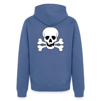 Skull - Unisex Premium Organic Zip Hoodie - stone blue - Back - Nico (187cm)