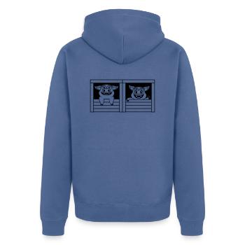 Équipe 2 porcs d’écurie - Veste à capuche bio Premium Unisexe - bleu pigeon - Dos - Nico (187cm)