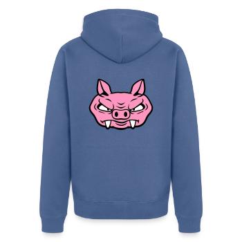 Méchant Sanglier Sanglier Dangereux Cochon Comique - Veste à capuche bio Premium Unisexe - bleu pigeon - Dos - Nico (187cm)