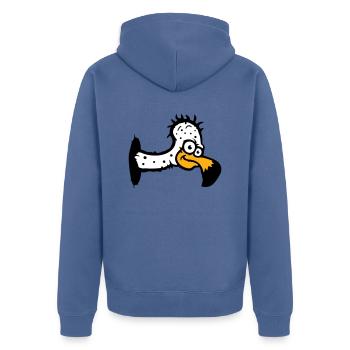 Geier Aasfresser Vogel lustig Geiern Aasgeier Spaß - Unisex Premium Bio Zip Hoodie - Taubenblau - Hinten - Nico (187cm)
