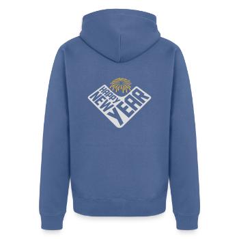 Citation Bonne année - Veste à capuche bio Premium Unisexe - bleu pigeon - Dos - Nico (187cm)