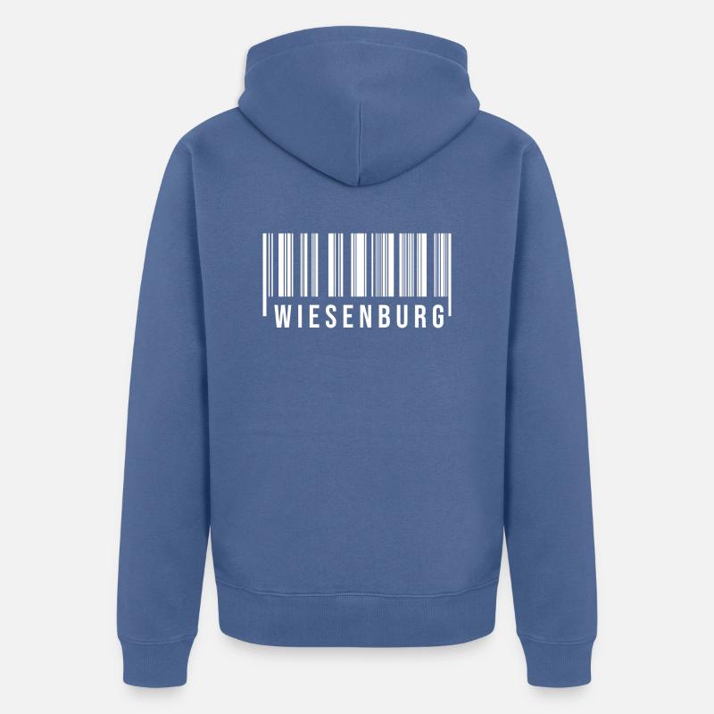 Wiesenburg Strichcode - Unisex Premium Bio Zip Hoodie - Taubenblau
