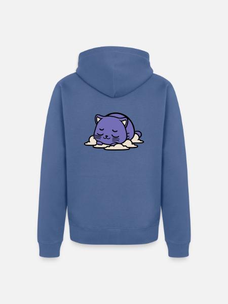 Baby sleeping cat - Unisex Premium Organic Zip Hoodie - stone blue