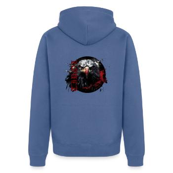 Tirol Design mit Adler für Tiroler und Tirolerinne - Unisex Premium Bio Zip Hoodie - Taubenblau - Hinten - Nico (187cm)