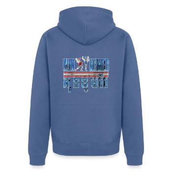 Temple du Cambodge Khmer Vintage drapeau je cadeau - Veste à capuche bio Premium Unisexe - bleu pigeon - Dos - Nico (187cm)