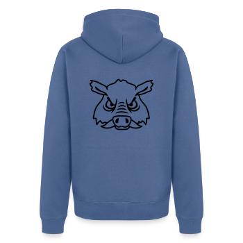 Méchant Sanglier Sanglier Dangereux Cochon Comique - Veste à capuche bio Premium Unisexe - bleu pigeon - Dos - Nico (187cm)