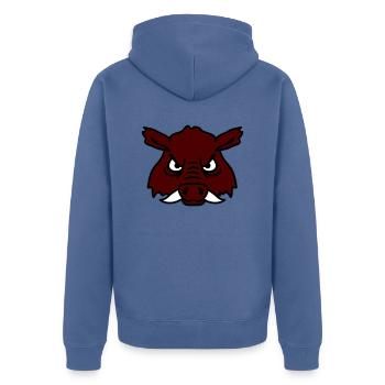 Méchant Sanglier Sanglier Dangereux Cochon Comique - Veste à capuche bio Premium Unisexe - bleu pigeon - Dos - Nico (187cm)