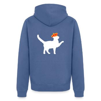 King Cat Royale Crown Queen King Silhouette - Unisex Premium Organic Zip Hoodie - stone blue - Back - Nico (187cm)