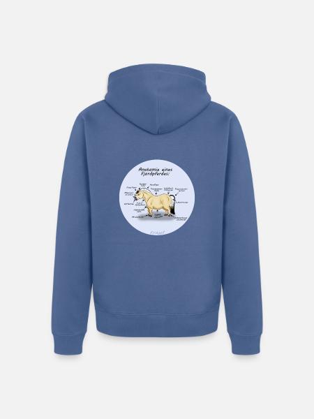 Anatomie eines Fjordpferdes - Unisex Premium Bio Zip Hoodie - Taubenblau