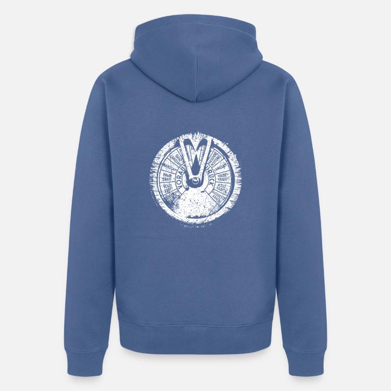 Maschinentelegraph (à l'ancienne blanc) - Veste à capuche bio Premium Unisexe - bleu pigeon