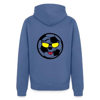ballon football sourire - Veste à capuche bio Premium Unisexe - bleu pigeon - Dos - Nico (187cm)