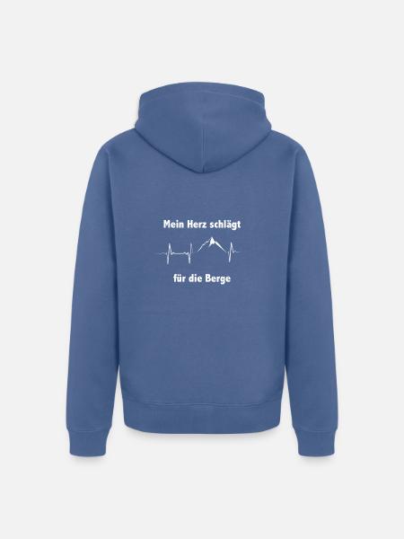 Wandern Herzschlag Berge - Unisex Premium Bio Zip Hoodie - Taubenblau