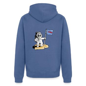 Panda Cosmonaut - Unisex Premium Organic Zip Hoodie - stone blue - Back - Nico (187cm)