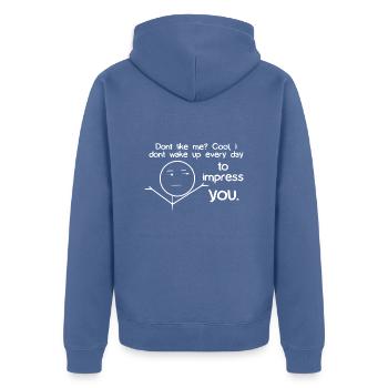 funny saying sayings funny funny funny humor - Unisex Premium Organic Zip Hoodie - stone blue - Back - Nico (187cm)