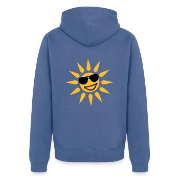 Sonne - Unisex Premium Bio Zip Hoodie - Taubenblau - Hinten - Nico (187cm)