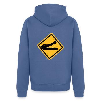 Krokodil - Unisex Premium Bio Zip Hoodie - Taubenblau - Hinten - Nico (187cm)