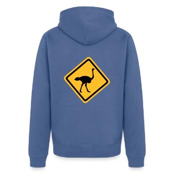 Strauß - Unisex Premium Bio Zip Hoodie - Taubenblau - Hinten - Nico (187cm)