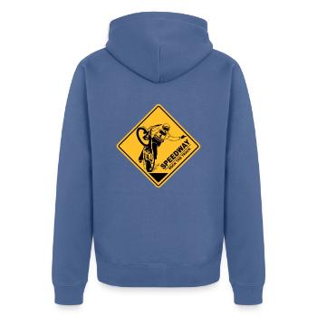 Speedway - Unisex Premium Bio Zip Hoodie - Taubenblau - Hinten - Nico (187cm)