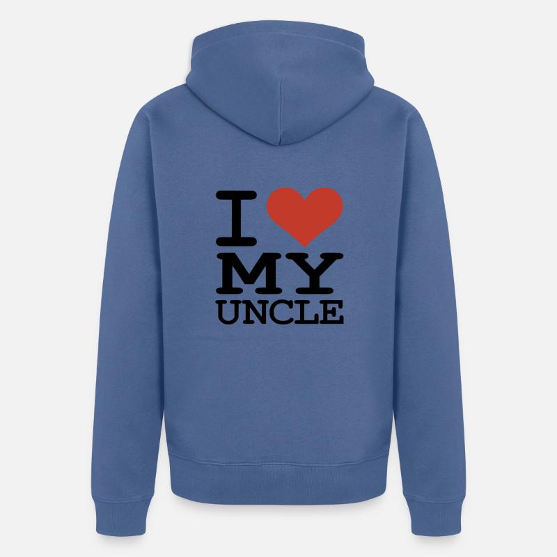 j'aime mon oncle - Veste à capuche bio Premium Unisexe - bleu pigeon