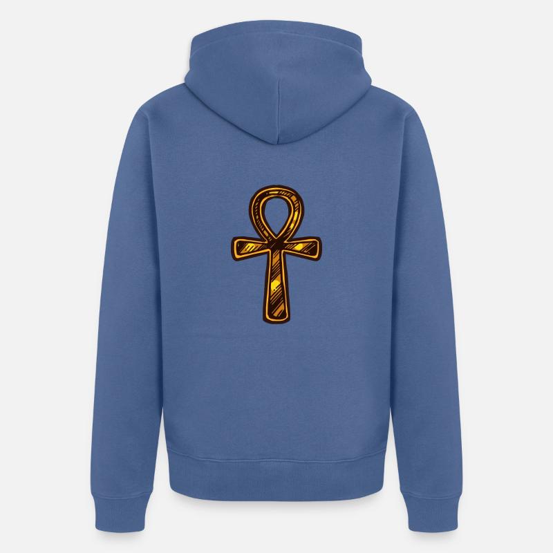 Ankh Egyptienne dorée - Veste à capuche bio Premium Unisexe - bleu pigeon