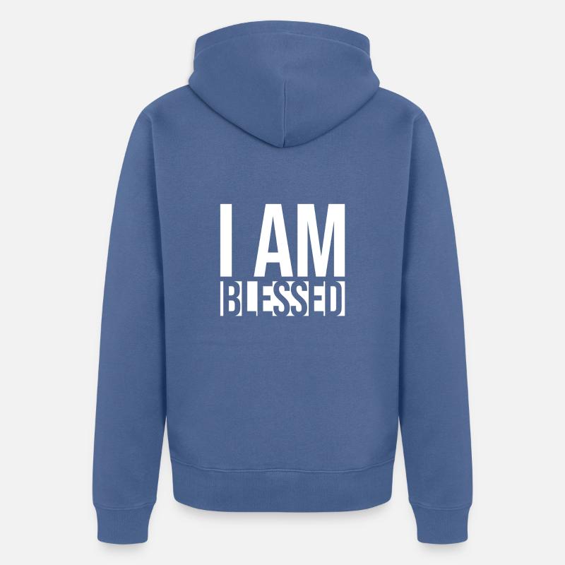 Ich BIN BLESSED - Unisex Premium Bio Zip Hoodie - Taubenblau