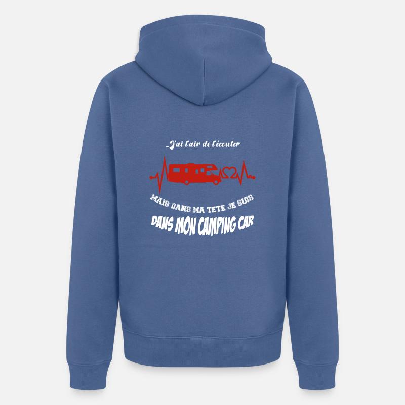 je suis en camping car - Veste à capuche bio Premium Unisexe - bleu pigeon