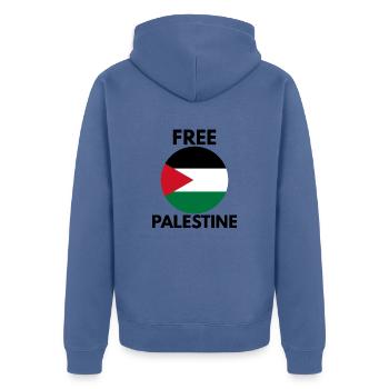Libérer la Palestine - Veste à capuche bio Premium Unisexe - bleu pigeon - Dos - Nico (187cm)