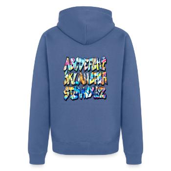 Graffiti alphabet - Unisex Premium Organic Zip Hoodie - stone blue - Back - Nico (187cm)