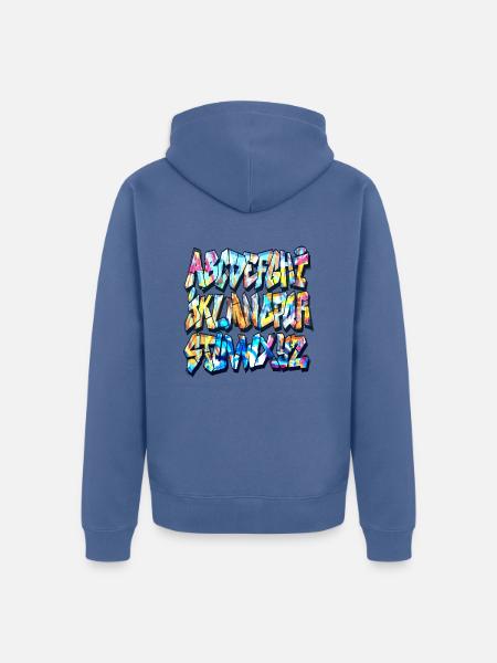 Alphabet graffiti - Veste à capuche bio Premium Unisexe - bleu pigeon