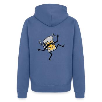 Dancing Cool Party Bière - Veste à capuche bio Premium Unisexe - bleu pigeon - Dos - Nico (187cm)
