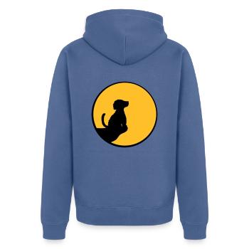 Mond Klippe sitzender Hund - Unisex Premium Bio Zip Hoodie - Taubenblau - Hinten - Nico (187cm)