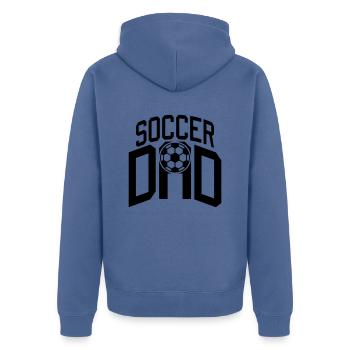 Hobby Logo Soccer Dad - Unisex Premium Bio Zip Hoodie - Taubenblau - Hinten - Nico (187cm)