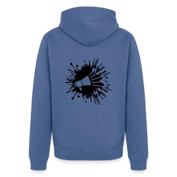 Drops of color splash megaphone symbol - Unisex Premium Organic Zip Hoodie - stone blue - Back - Nico (187cm)