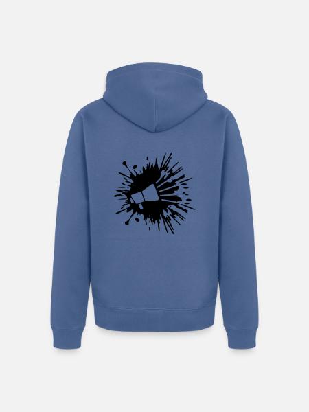 Tropfen Farbklecks Megafon Symbol - Unisex Premium Bio Zip Hoodie - Taubenblau