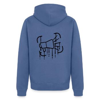 Graffiti Drops Megafon Symbol - Unisex Premium Organic Zip Hoodie - stone blue - Back - Nico (187cm)