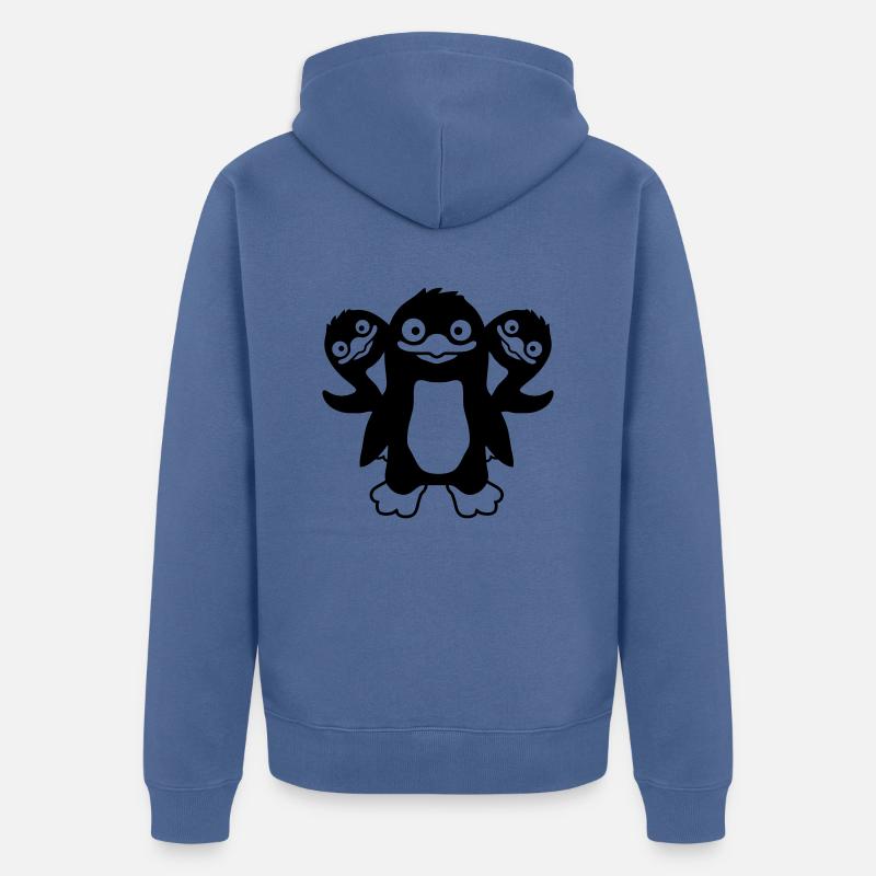 Amis 3 pingouins drôles - Veste à capuche bio Premium Unisexe - bleu pigeon