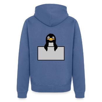 Alberner Penguin derrière Schild - Veste à capuche bio Premium Unisexe - bleu pigeon - Dos - Nico (187cm)