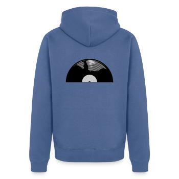 Half Vinyl Record Music - Unisex Premium Organic Zip Hoodie - stone blue - Back - Nico (187cm)