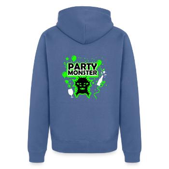 Monstre de fête vert foncé - Veste à capuche bio Premium Unisexe - bleu pigeon - Dos - Nico (187cm)