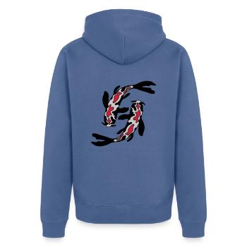 2 Koi Fische Nishikigoi - Unisex Premium Bio Zip Hoodie - Taubenblau - Hinten - Nico (187cm)